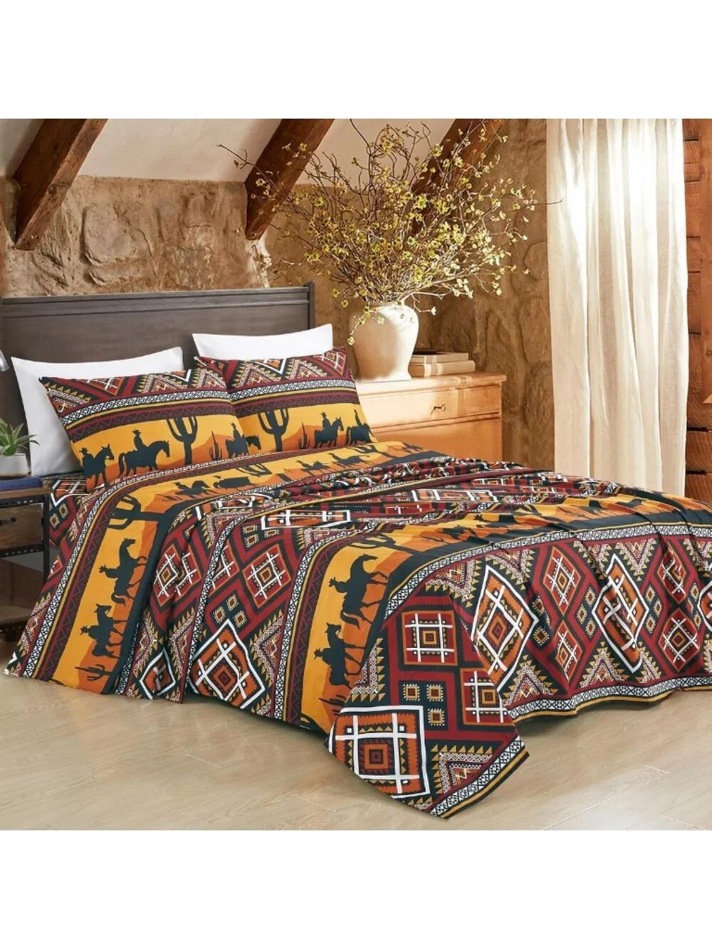 Southwestern Sunset 4-Piece Queen Sheet Set - Multicolor, Lightweight, Deep
